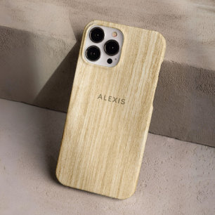 Funda iPhone 16 Pro Personalizado Rustic Beige Faux Wooden Personaliza