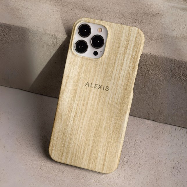 Funda iPhone 16 Pro Personalizado Rustic Beige Faux Wooden Personaliza (Subido por el creador)