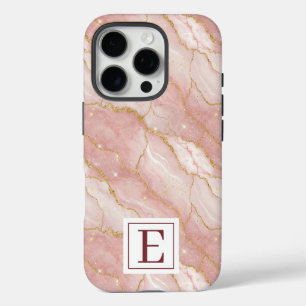 Funda iPhone 16 Pro Personalized Monogram Rose Quartz Gold