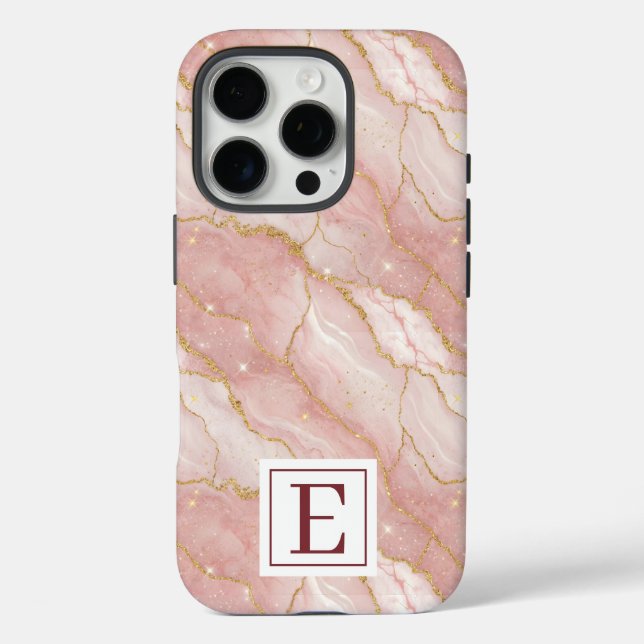 Funda iPhone 16 Pro Personalized Monogram Rose Quartz Gold (Reverso )