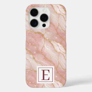 Funda iPhone 16 Pro Personalized Monogram Rose Quartz Gold