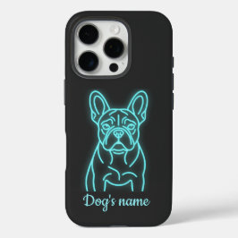 Funda iPhone 16 Pro Personalized Neon French Bulldog