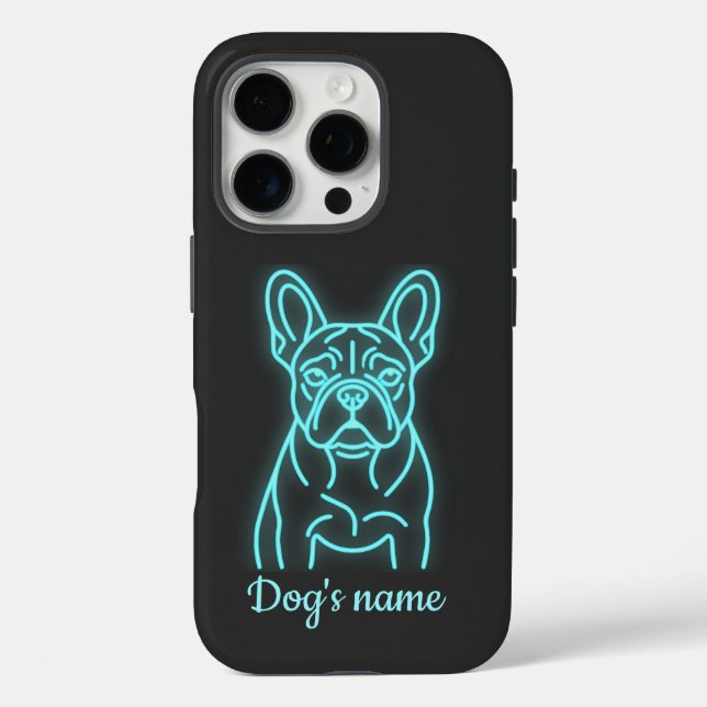 Funda iPhone 16 Pro Personalized Neon French Bulldog (Reverso )