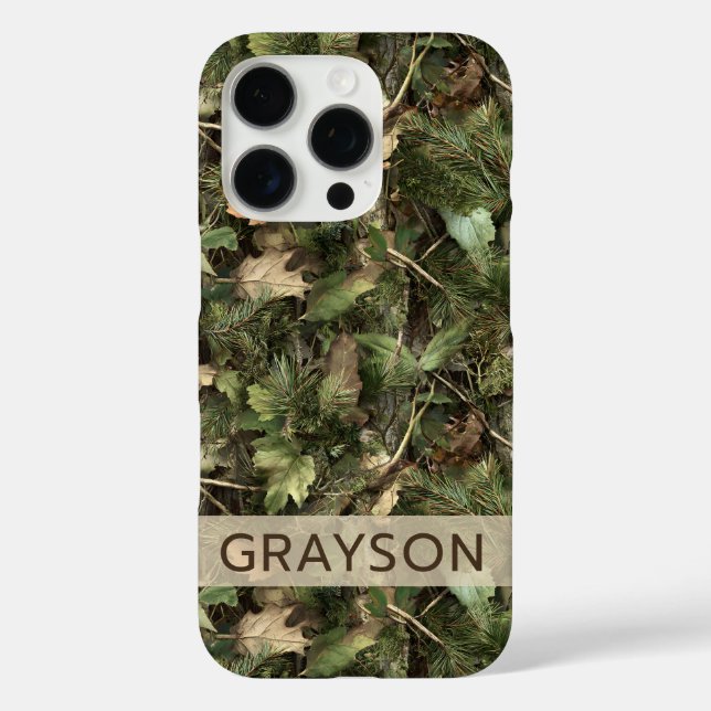 Funda iPhone 16 Pro Pine and Leaves Camouflage Personalized (Reverso )