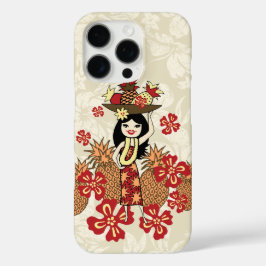 Funda iPhone 16 Pro Pineapple Luau Hawaian Hula Chica Red