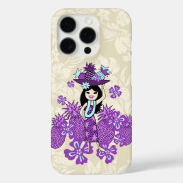 Funda iPhone 16 Pro Pineapple Luau Hawaiian Hula Chica Violet