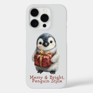 Funda iPhone 16 Pro Pinguino de Navidad Alegre y Brillante