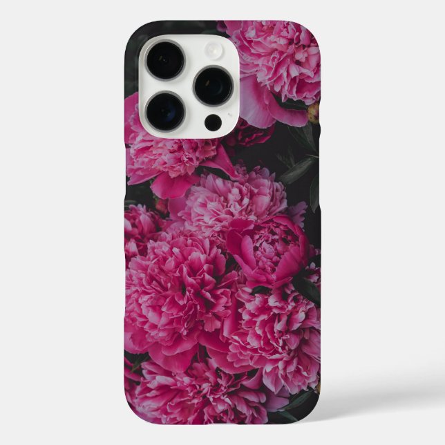 Funda iPhone 16 Pro Pink peonies, dark moody aesthetic (Reverso )