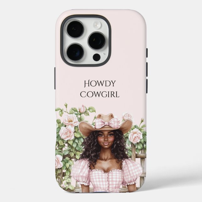 Funda iPhone 16 Pro Pink Rose Floral Fence Cowgirl (Reverso )