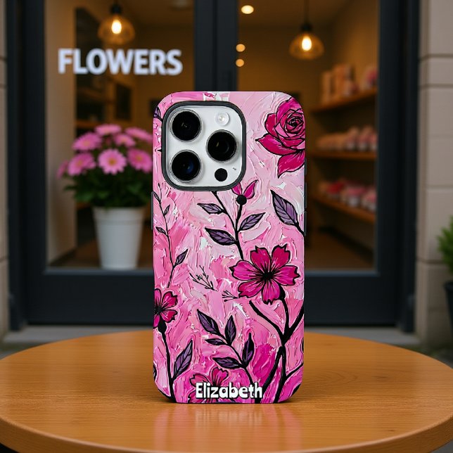 Funda iPhone 16 Pro Pintura de rosas y flores rosas rosas (Subido por el creador)