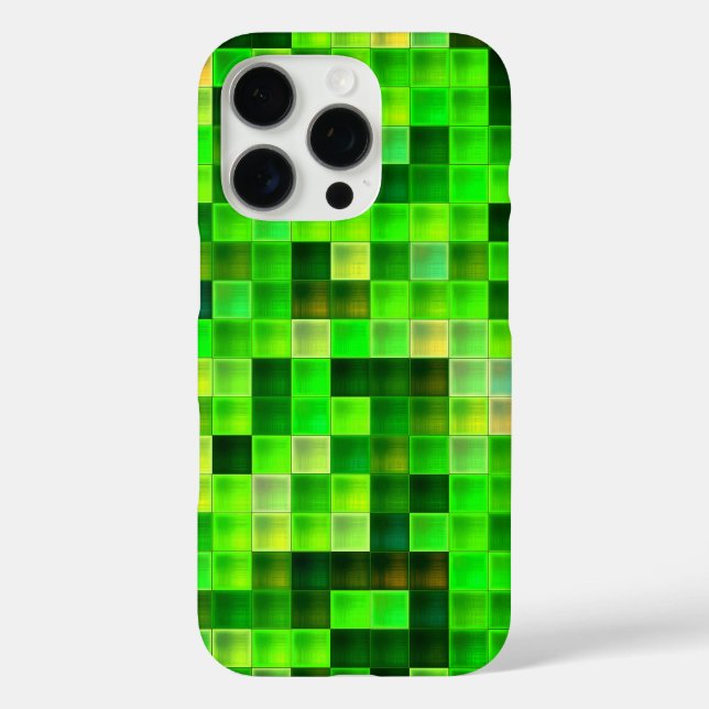 Funda iPhone 16 Pro Pixels Green Square Pattern de videojuegos (Reverso )