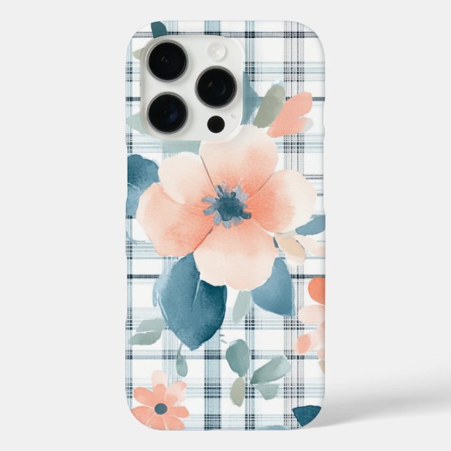 Funda iPhone 16 Pro Plaid Floral (Reverso )