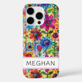 Funda iPhone 16 Pro Poder Floral Retro Personalizado Groovy