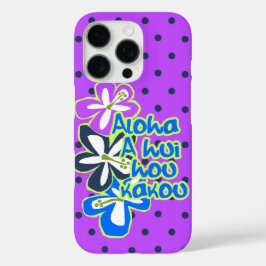 Funda iPhone 16 Pro Pokii Hawaiano Aloha Hibiscus Polka Dot Violet