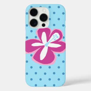 Funda iPhone 16 Pro Pokii Hawaiano corta Hibiscus Polka Dot Turq