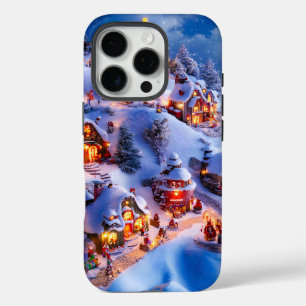 Funda iPhone 16 Pro Pueblo Navideño Caprichoso de Colinas Nevadas