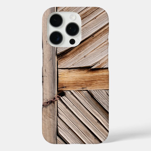 Funda iPhone 16 Pro Puerta de madera rústica personalizada con bloqueo (Reverso )