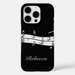 Funda iPhone 16 Pro Puntuación de notas musicales en blanco y negro gr