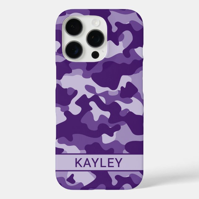 Funda iPhone 16 Pro Purple Camouflage Personalized (Reverso )