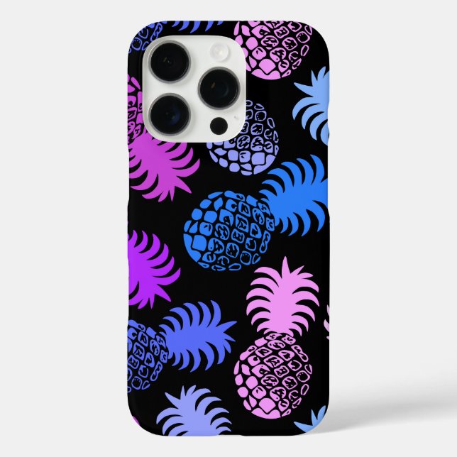 Funda iPhone 16 Pro Púrpura de piña tropical mona hawaiana (Reverso )
