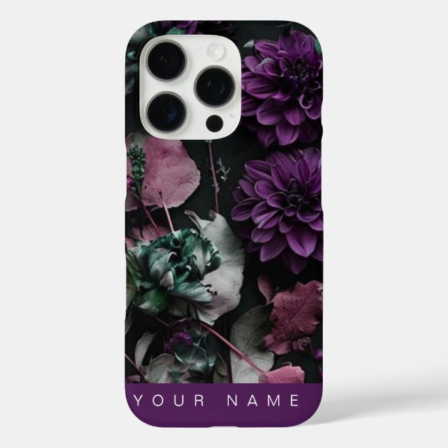 Funda iPhone 16 Pro Púrpura en el florecimiento oscuro (Reverso )