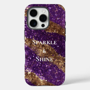 Funda iPhone 16 Pro Purpurina Purple Gold Sparkle