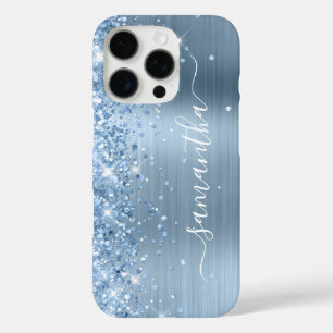 Funda iPhone 16 Pro Purpurinoso azul claro Glam Girly Signature