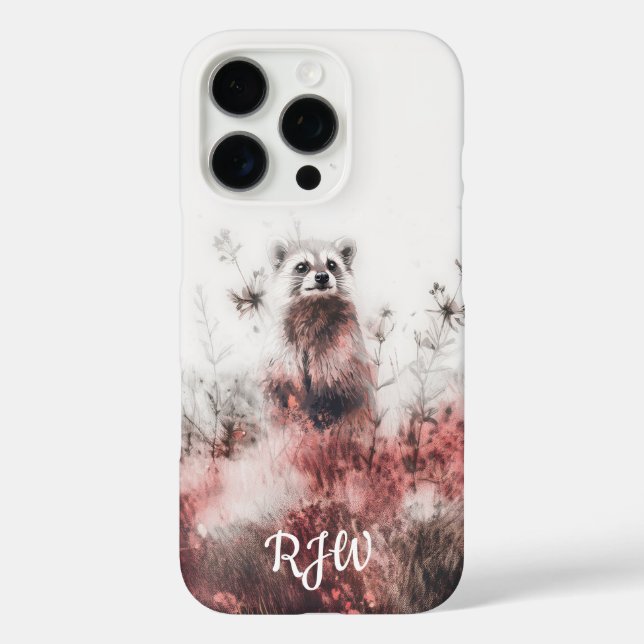 Funda iPhone 16 Pro Raccoon En El Prado Rojo (Reverso )