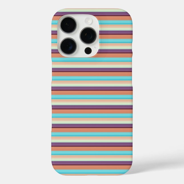 Funda iPhone 16 Pro Rayas azules marrones lindas  (Reverso )