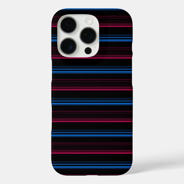 Funda iPhone 16 Pro Rayas azules rosadas lindas  (Reverso )