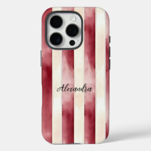 Funda iPhone 16 Pro Rayas de crema de borgoña