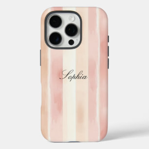 Funda iPhone 16 Pro Rayas de crema rosada de bonito