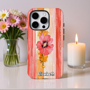 Funda iPhone 16 Pro Rayas florales vibrantes