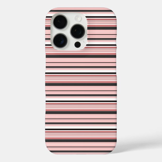 Funda iPhone 16 Pro Rayas grises rosadas lindas (Reverso )