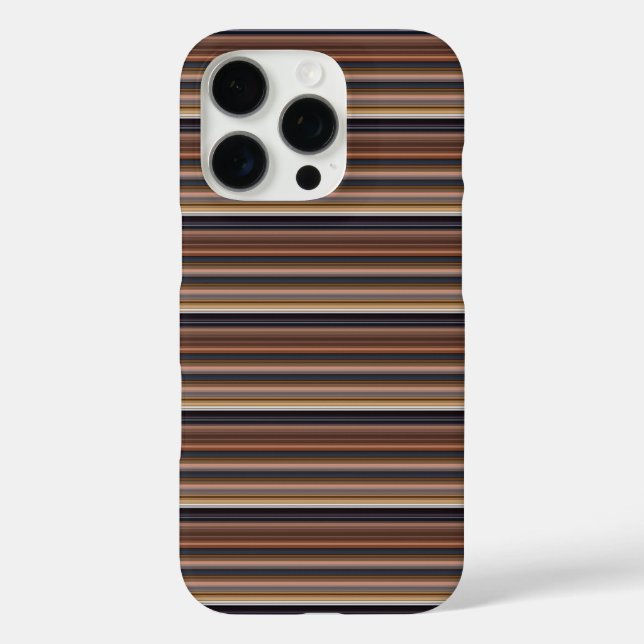 Funda iPhone 16 Pro Rayas marrones azules lindas (Reverso )