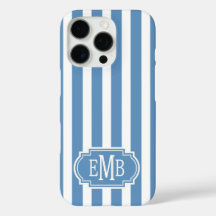 Rayas Monogramadas Azules y Blancas