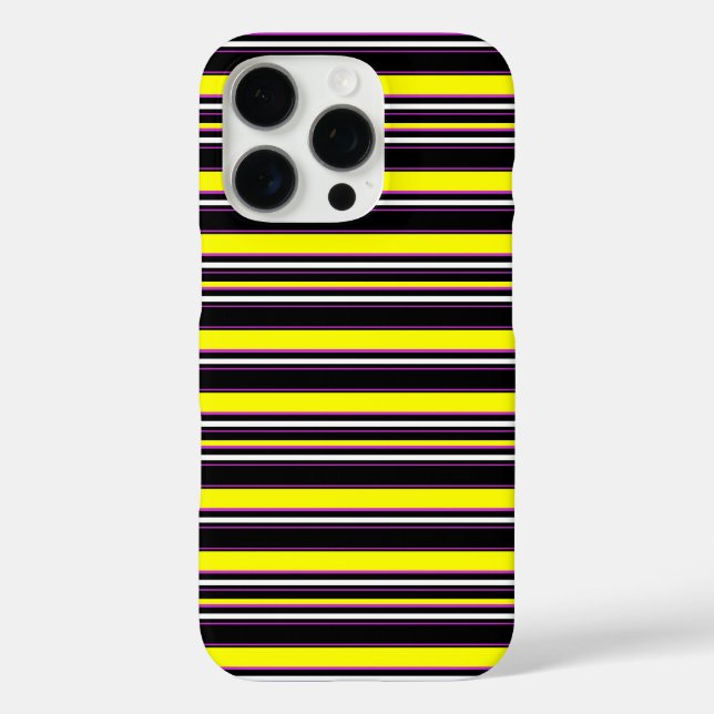 Funda iPhone 16 Pro Rayas negras amarillas lindas (Reverso )