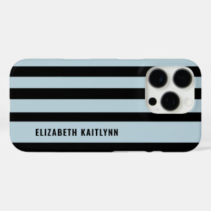 Funda iPhone 16 Pro Rayas Negras y Azules Patrón Personalizado