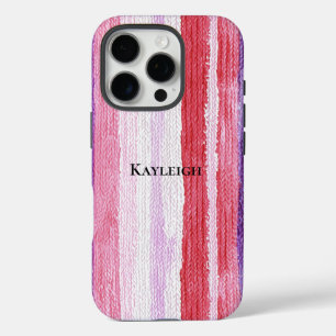 Funda iPhone 16 Pro Rayas rojas rosadas de Rubor morado Girona