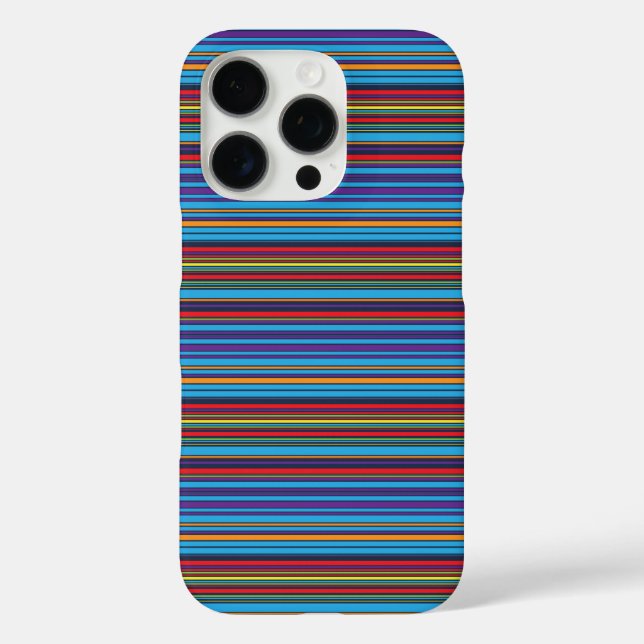 Funda iPhone 16 Pro Rayas violetas azules lindas (Reverso )