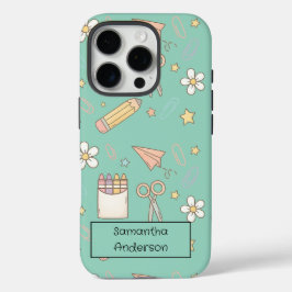 Funda iPhone 16 Pro Recorte personalizado de vuelta a la escuela | par