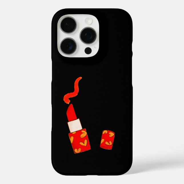 Funda iPhone 16 Pro Red Heart Lipstick Pop Art Design (Reverso )