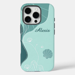 Funda iPhone 16 Pro Reflejo de conchas de vieira y algas marinas