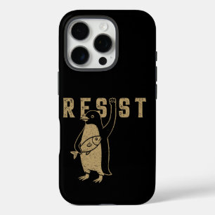 Funda iPhone 16 Pro Resista del activismo pingüino diseño gráfico vint