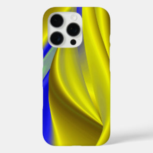 Funda iPhone 16 Pro Resumen arte arcoiris 3D en amarillo dorado y azul