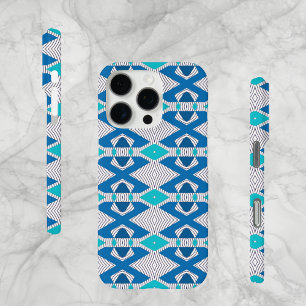 Funda iPhone 16 Pro Resumen de diseño tribal, blues, Funda-mate