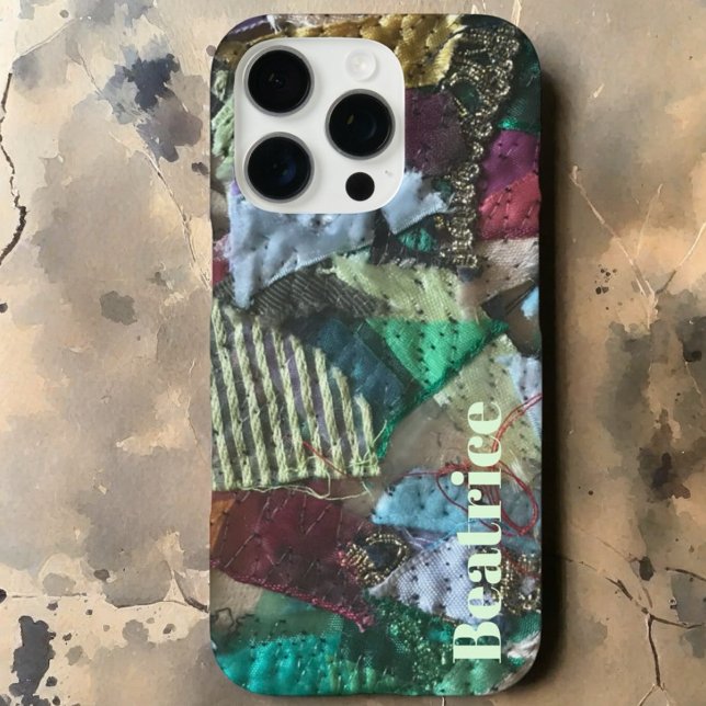 Funda iPhone 16 Pro Resumen de monograma verde azul burdeos personaliz (Subido por el creador)
