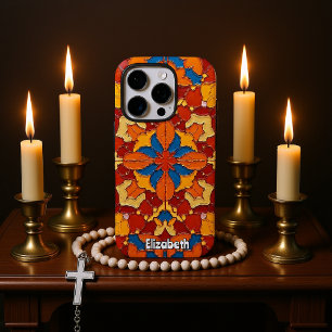 Funda iPhone 16 Pro Resumen de mosaico rojo y amarillo