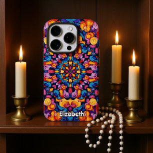 Funda iPhone 16 Pro Resumen del patrón Kaleidoscópico con simetría int