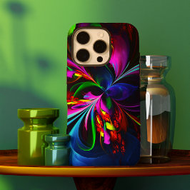 Funda iPhone 16 Pro Resumen floral moderno Patrón azul rojo del arte #